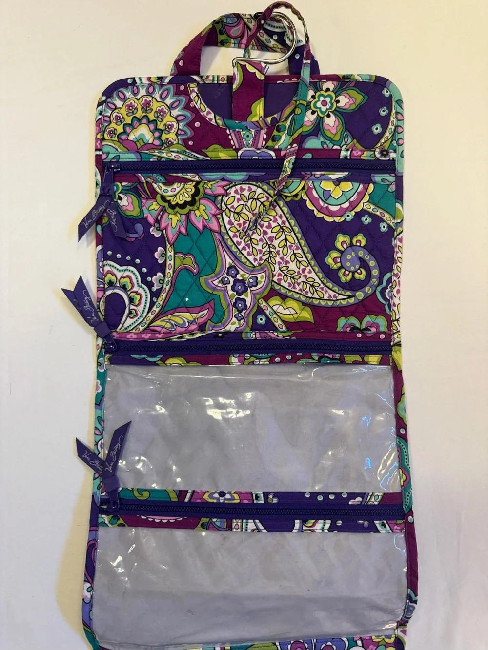 Vera Bradley Grand Travel Organizer Hanging Cosmetic Bag Plum Crazy Paisley